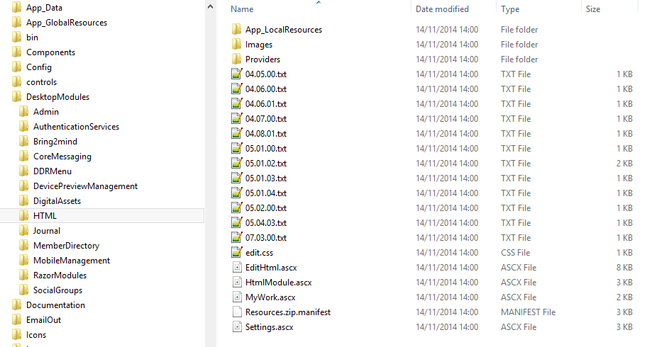 Figure 2: Html module directory.