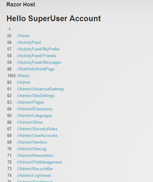 Figure 6: Our Hello World example using Razor.