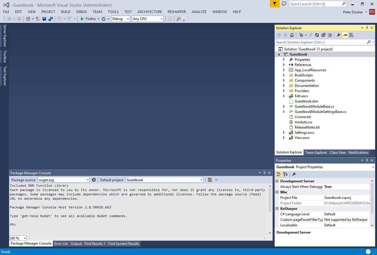 Figure 14: New module in Visual Studio.