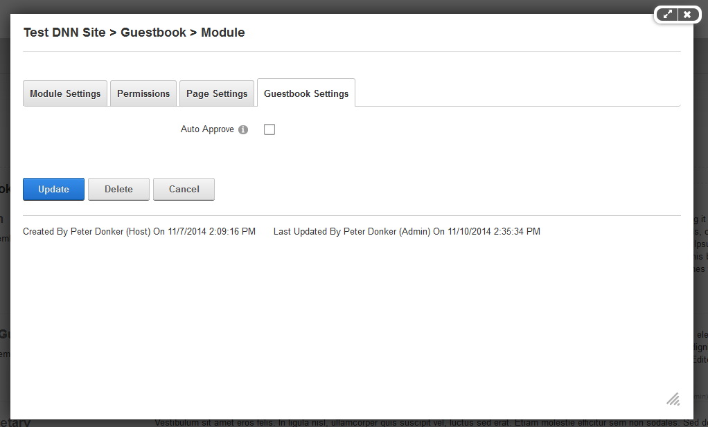 Figure 19: Our settings screen.